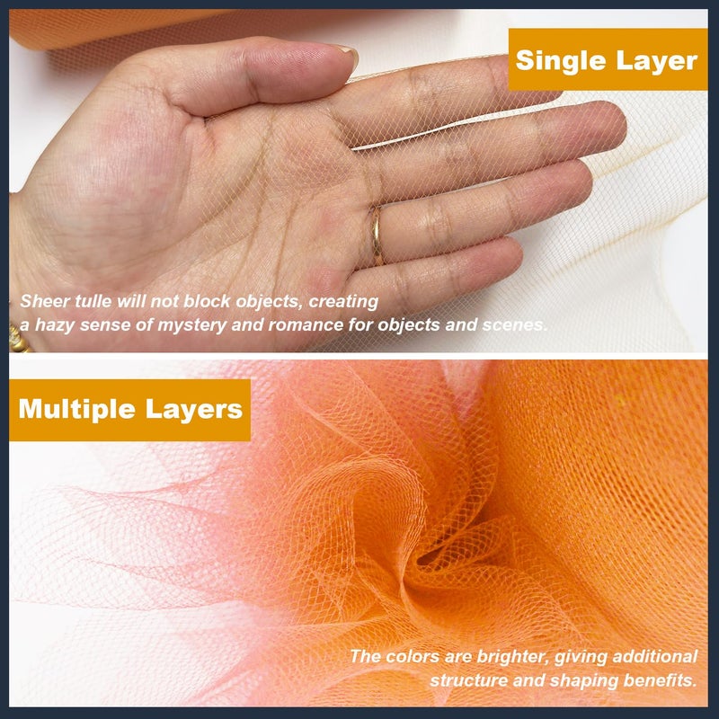 Ableme Deco Tulle Fabric Roll 6 Inch by 100 Yards (300 ft) Tulle Ribbon Sheer Mesh Netting for DIY Tutu Skirt Gift Wrapping Wedding Baby Shower Birthday Halloween Party Decorations Crafts, 34 Colors (Orange) - Image 4